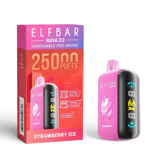 ELFBAR RAYA D3 DISPOSABLE VAPE 25000 PUFFS - STRAWBERRY ICE - VapeBro