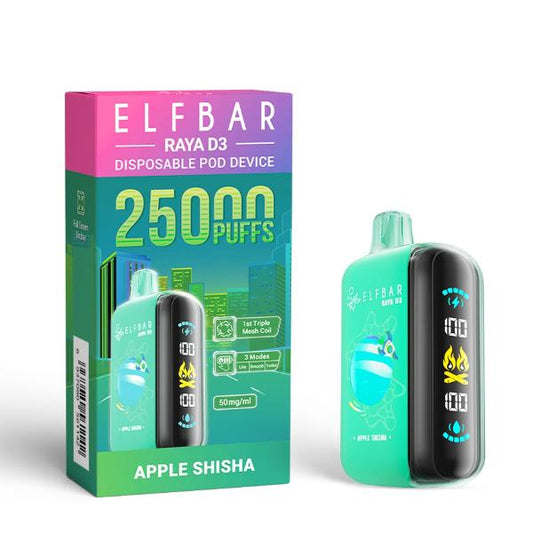 ELFBAR RAYA D3 DISPOSABLE VAPE APPLE SHISHA