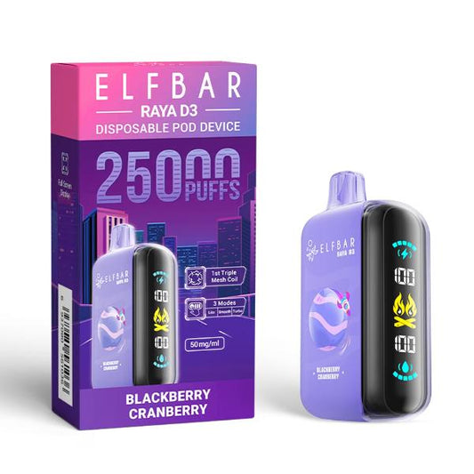 ELFBAR RAYA D3 DISPOSABLE VAPE BLACKBERRY CRANBERRY