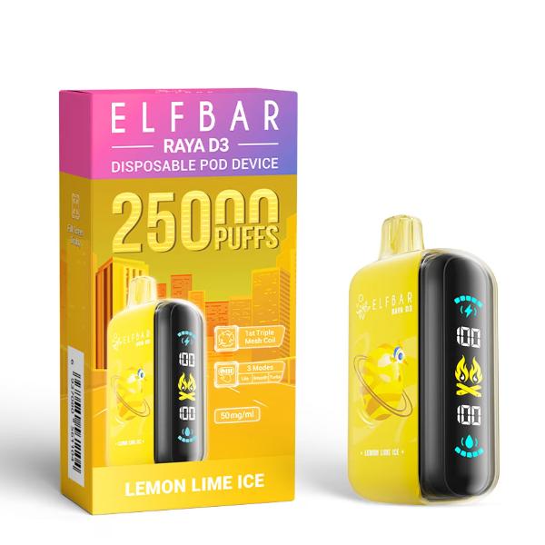 ELFBAR RAYA D3 DISPOSABLE VAPE 25000 PUFFS LEMON LIME ICE