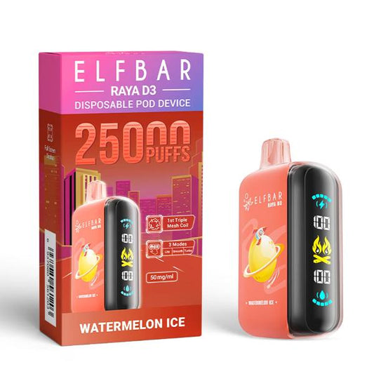 ELFBAR RAYA D3 DISPOSABLE VAPE 25000 PUFFS WATERMELON ICE