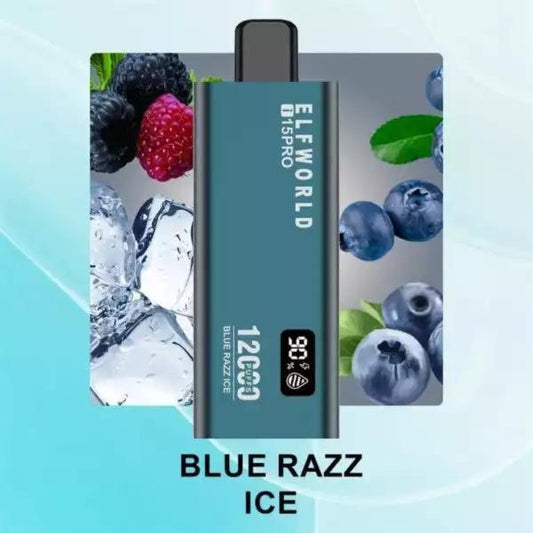 ELFWORLD i15Pro DISPOSABLE VAPE 12000 PUFFS - BLUE RAZZ ICE - VapeBro