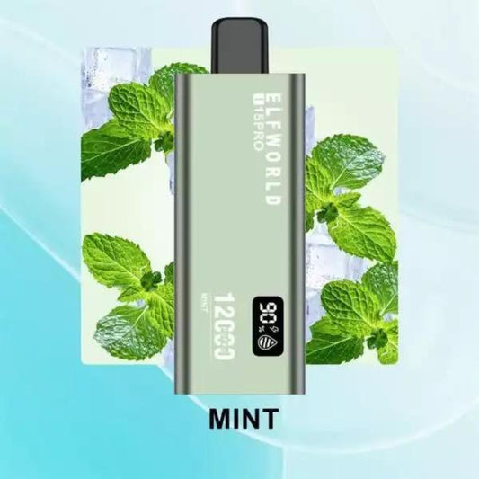 ELFWORLD i15Pro DISPOSABLE VAPE 12000 PUFFS - MINT - VapeBro