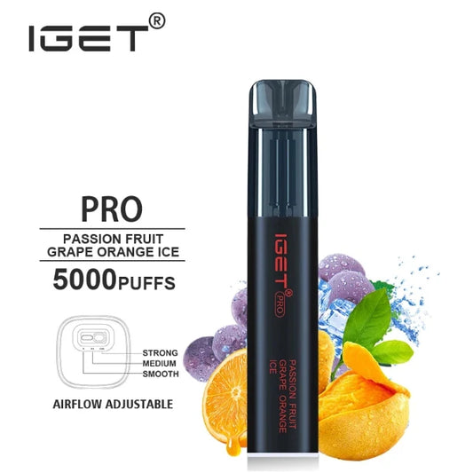 IGET PRO Disposable Vape 5000 Puffs Passion Fruit Grape Orange Ice